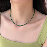 Tiny Gold Green Spinel Necklace