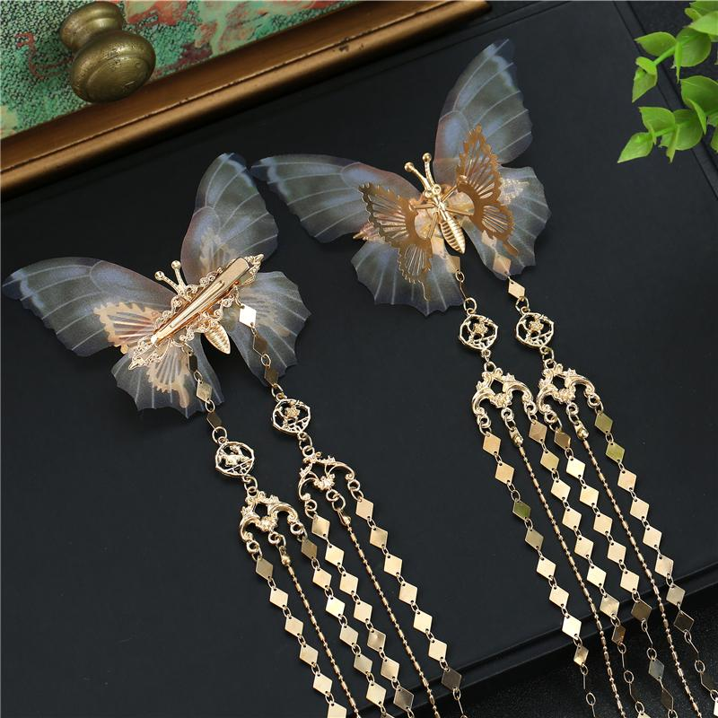 Golden Flow Butterfly Hairpin