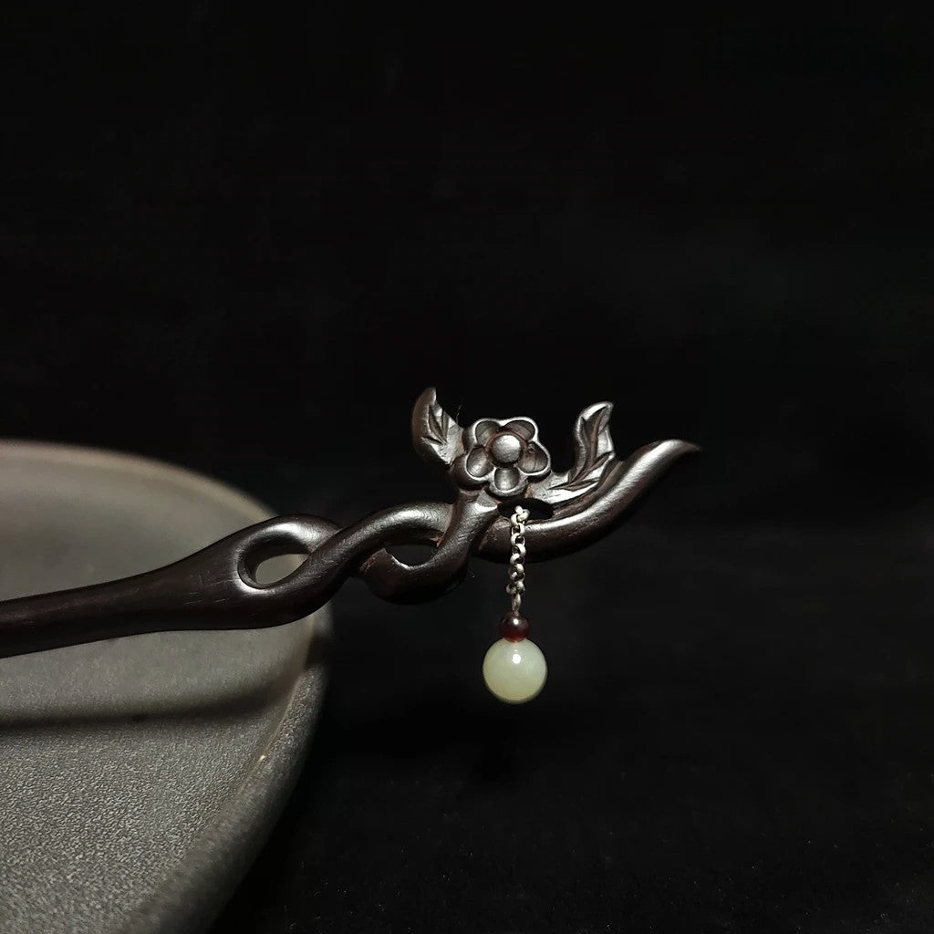 Plum Bone Orchid Hair Stick