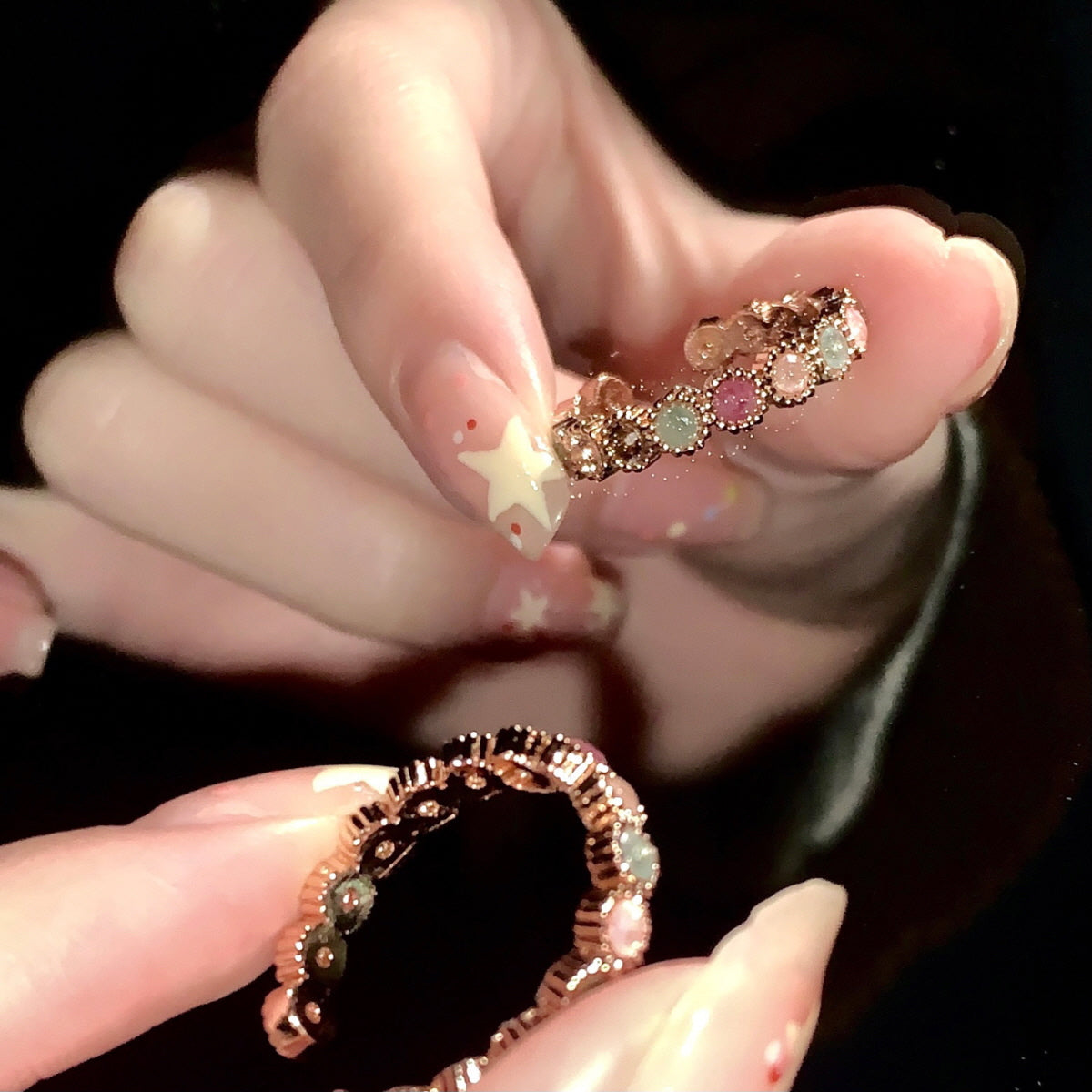 Dreamy Sparkle Tourmaline Beaded Ring