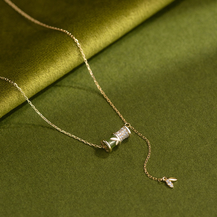 Exquisite Green Bamboo Zirconia Necklace