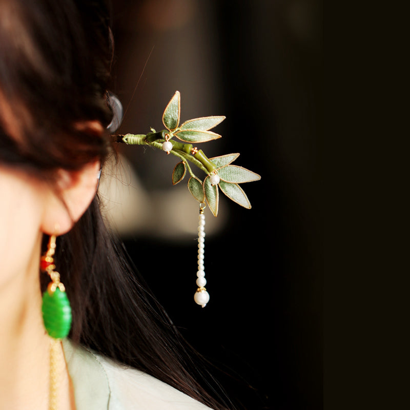 Bamboo Branch Pearl Hair Stick