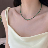Tiny Gold Green Spinel Necklace