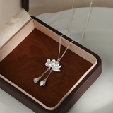 Lotus Dew Drop Silver Necklace