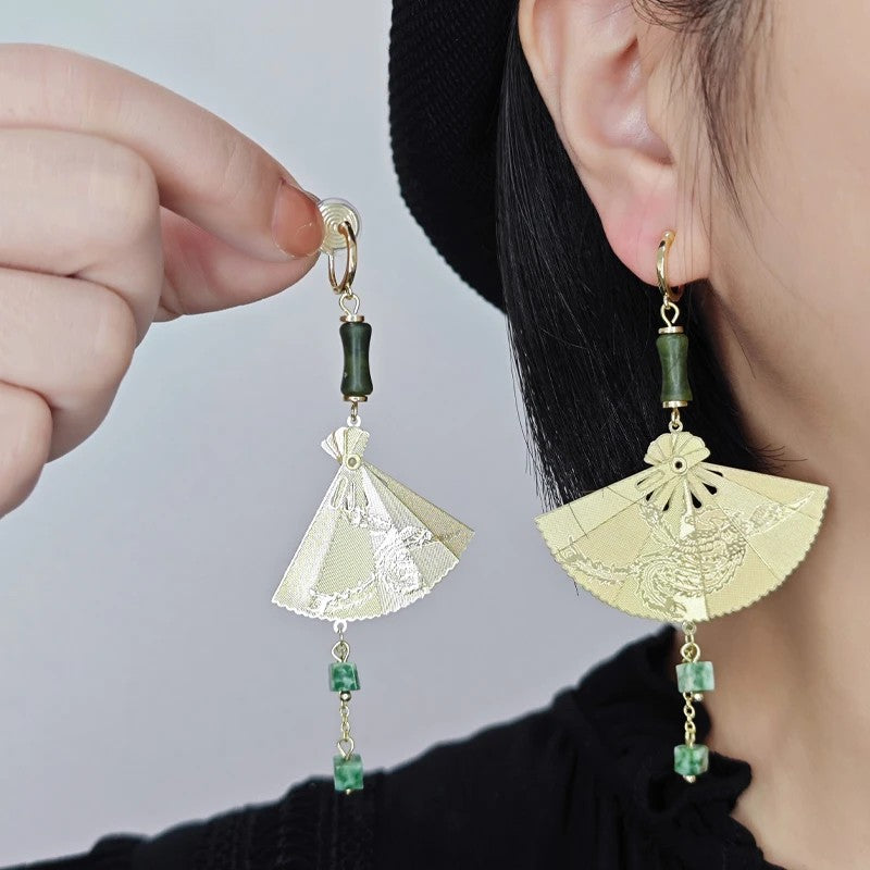 Folding Fan Statement Earrings