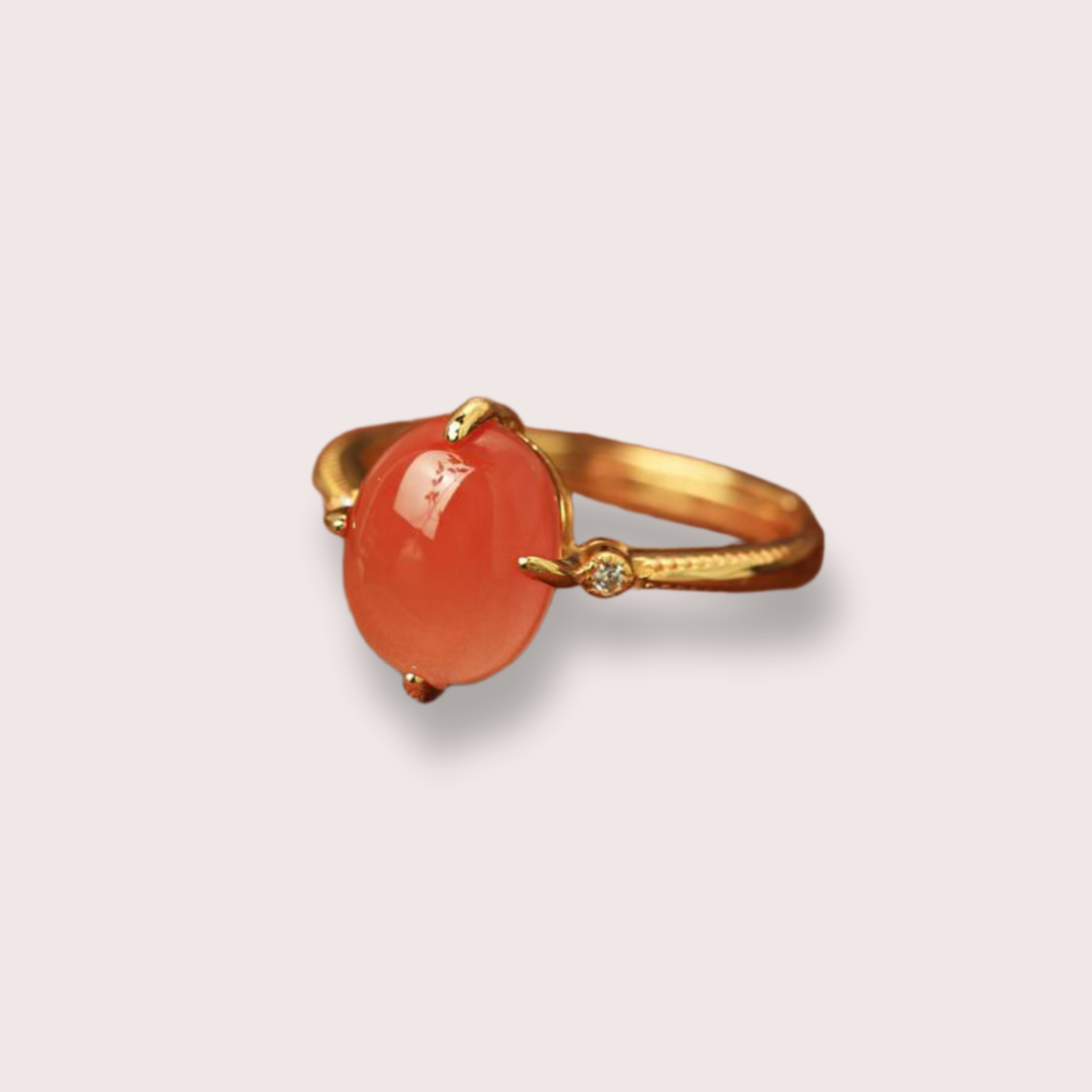 Natural Nanhong Agate Ring