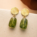 Green Marble Smudge Earrings