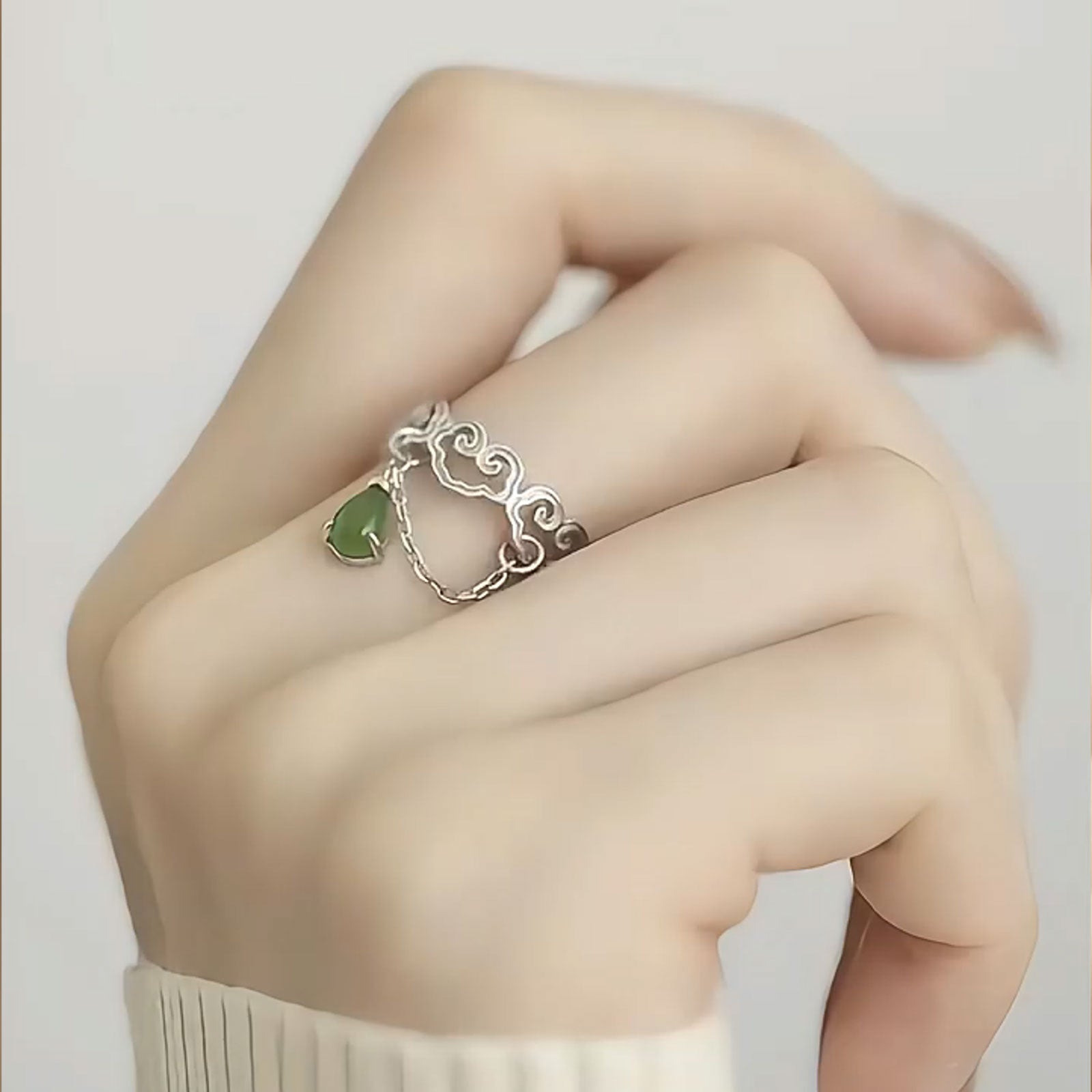 Jasper Green Power Drop Ring