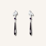 Silver Bamboo Statement Drop Earrings