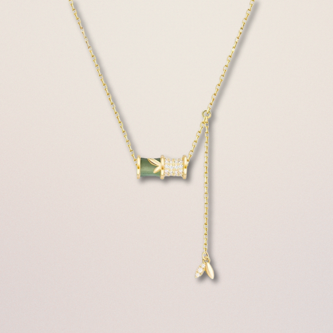 Exquisite Green Bamboo Zirconia Necklace