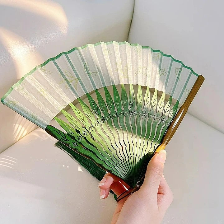 Emerald Bamboo Folding Fan
