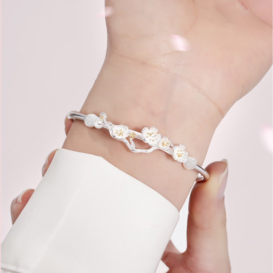 Peach Blossom Silver Bracelet