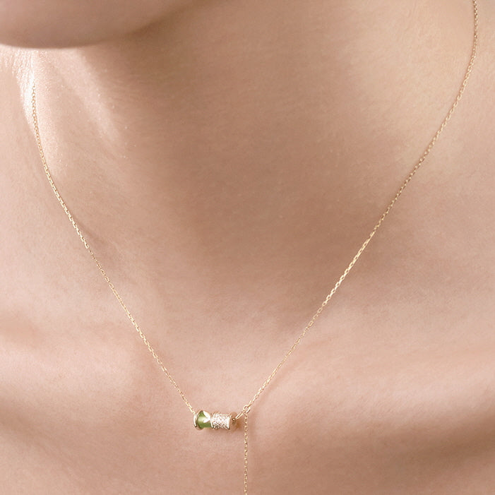 Exquisite Green Bamboo Zirconia Necklace