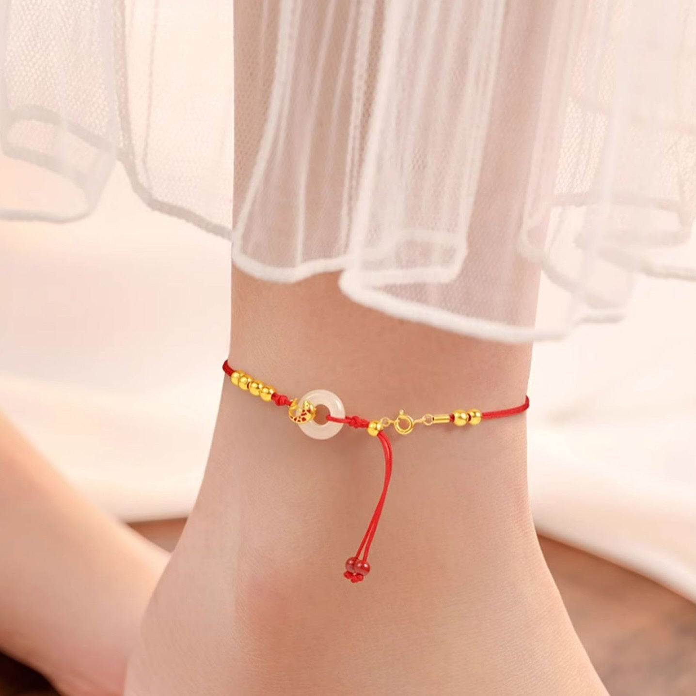 Koi Orbit Celestial Jade Anklet