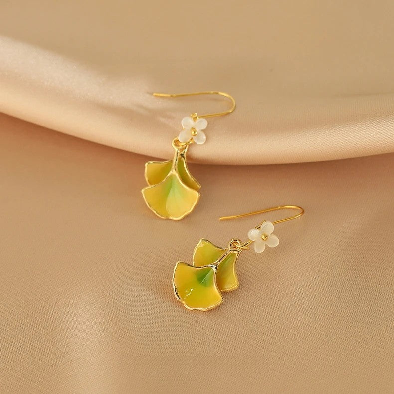 Golden Autumn Biloba Earrings