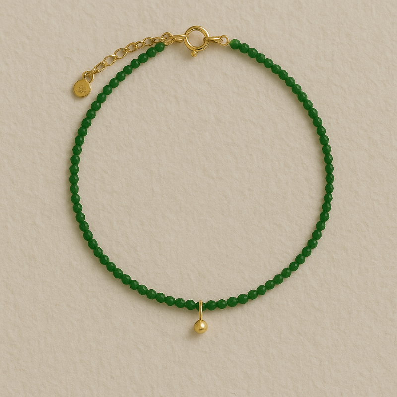 Tiny Gold Green Spinel Necklace