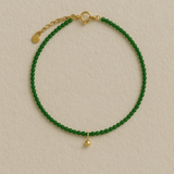 Tiny Gold Green Spinel Necklace