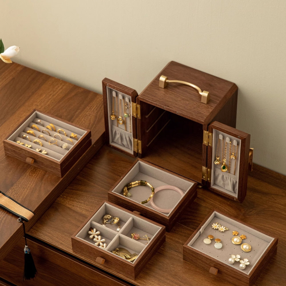 Walnut Ritual Mirror Jewelry Box