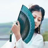Tranquil Teal Silk Fan