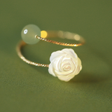 White Rose Jade Wrapping Ring