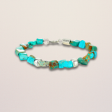 Turquoise & Silver Edge Strength Bracelet
