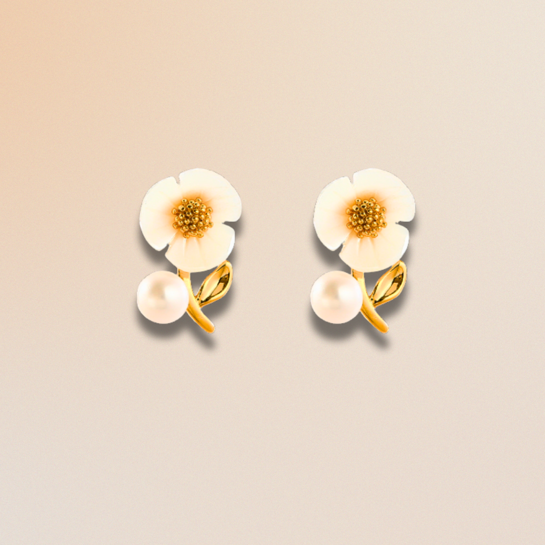 Precious Bloom Jade & Pearl Studs