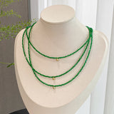 Tiny Gold Green Spinel Necklace