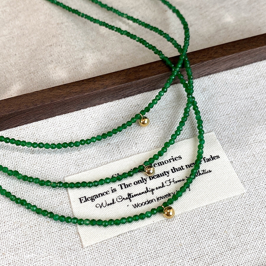 Tiny Gold Green Spinel Necklace