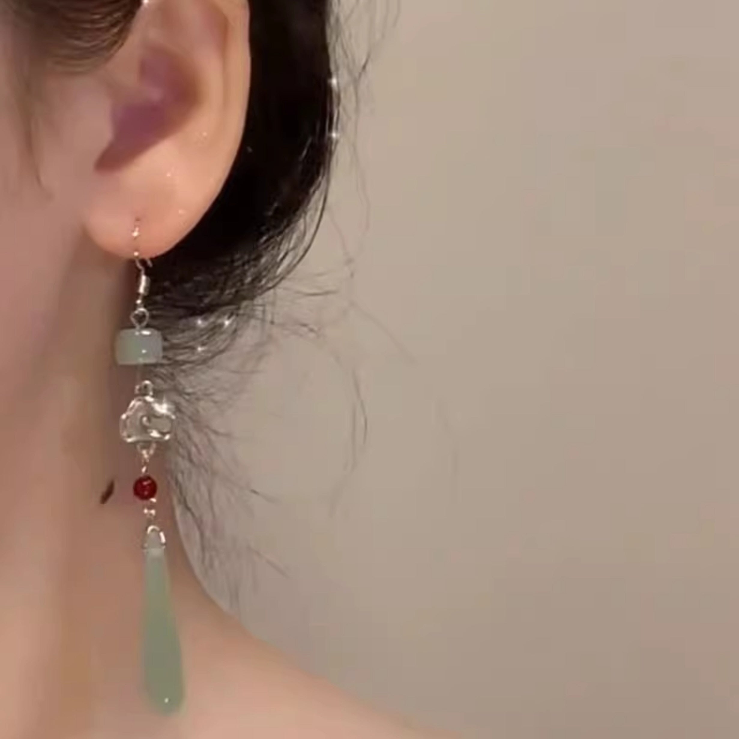 Green Harmony Drop Earrings