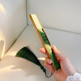 Emerald Bamboo Folding Fan