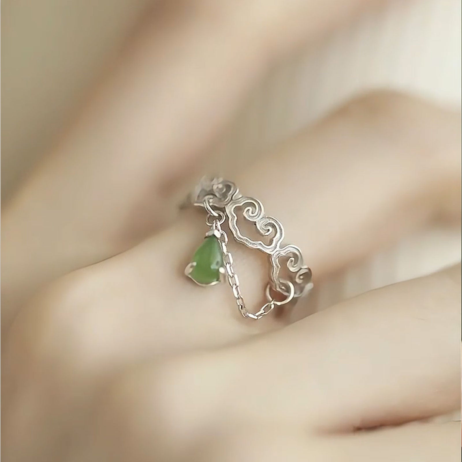 Jasper Green Power Drop Ring