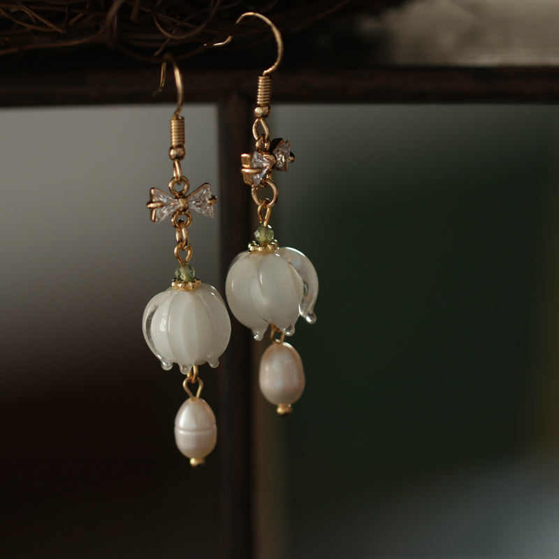 Summer Lily Ribbon Drop Earrings