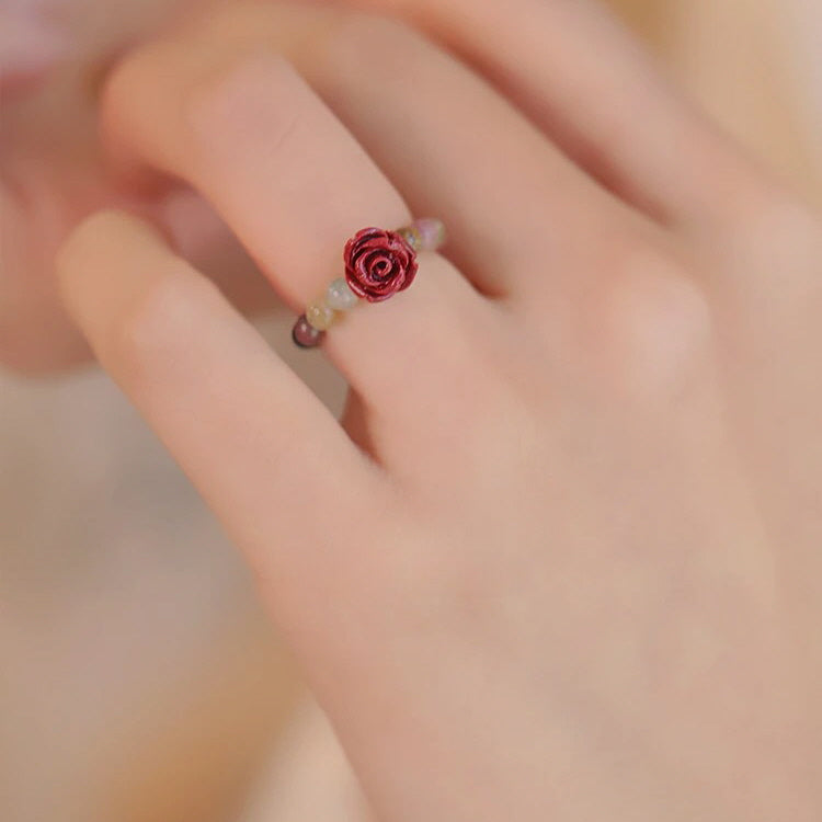 Rainbow Cinnabar Rose Ring