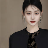 Silver Bamboo Statement Drop Earrings