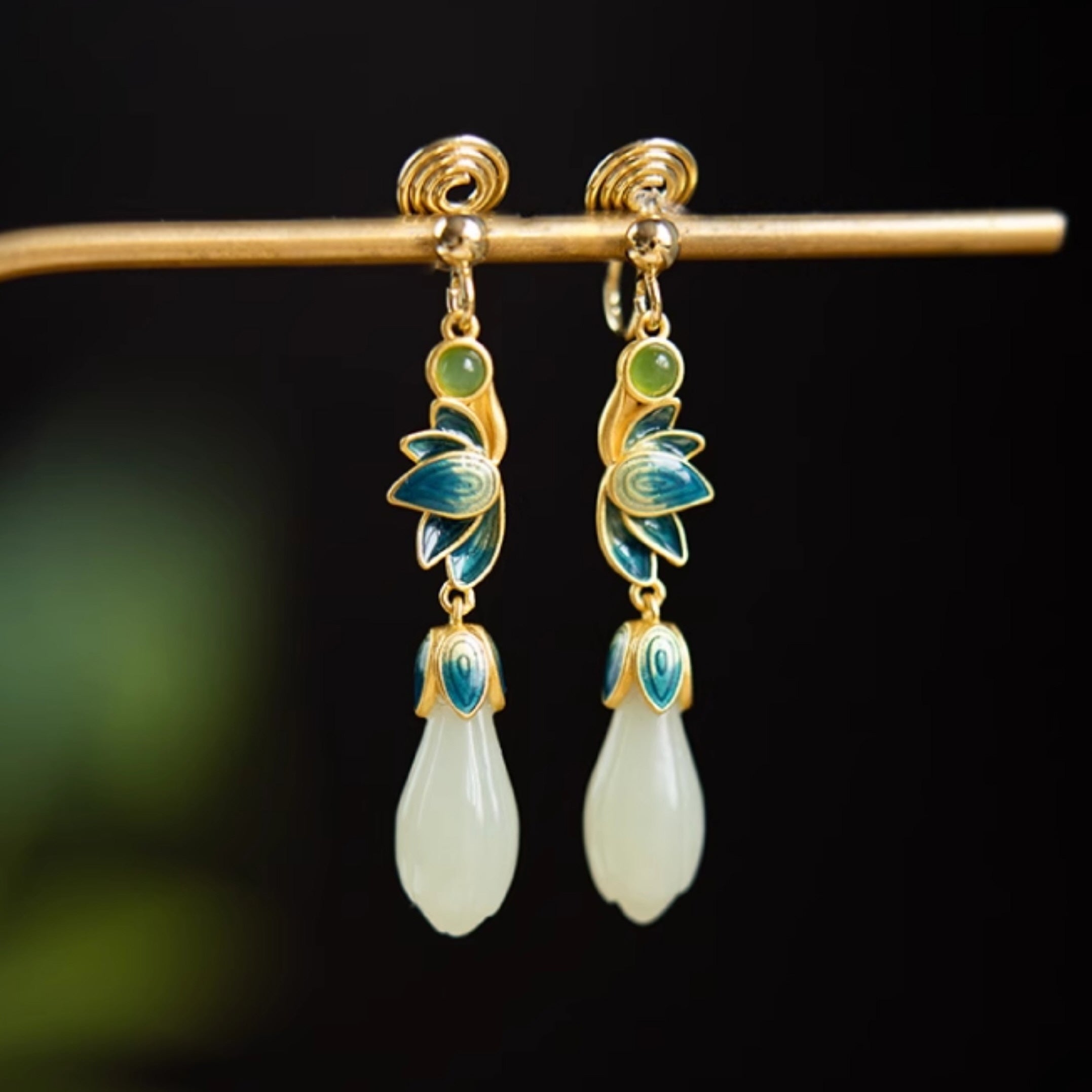 Exclusive Magnolia Enamel Gold Earrings