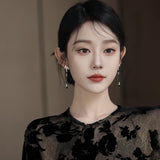 Silver Bamboo Statement Drop Earrings