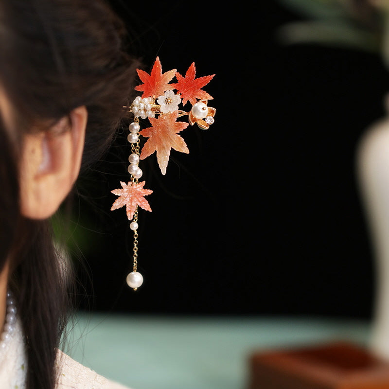 Gradient Maple Leaf Hairpin