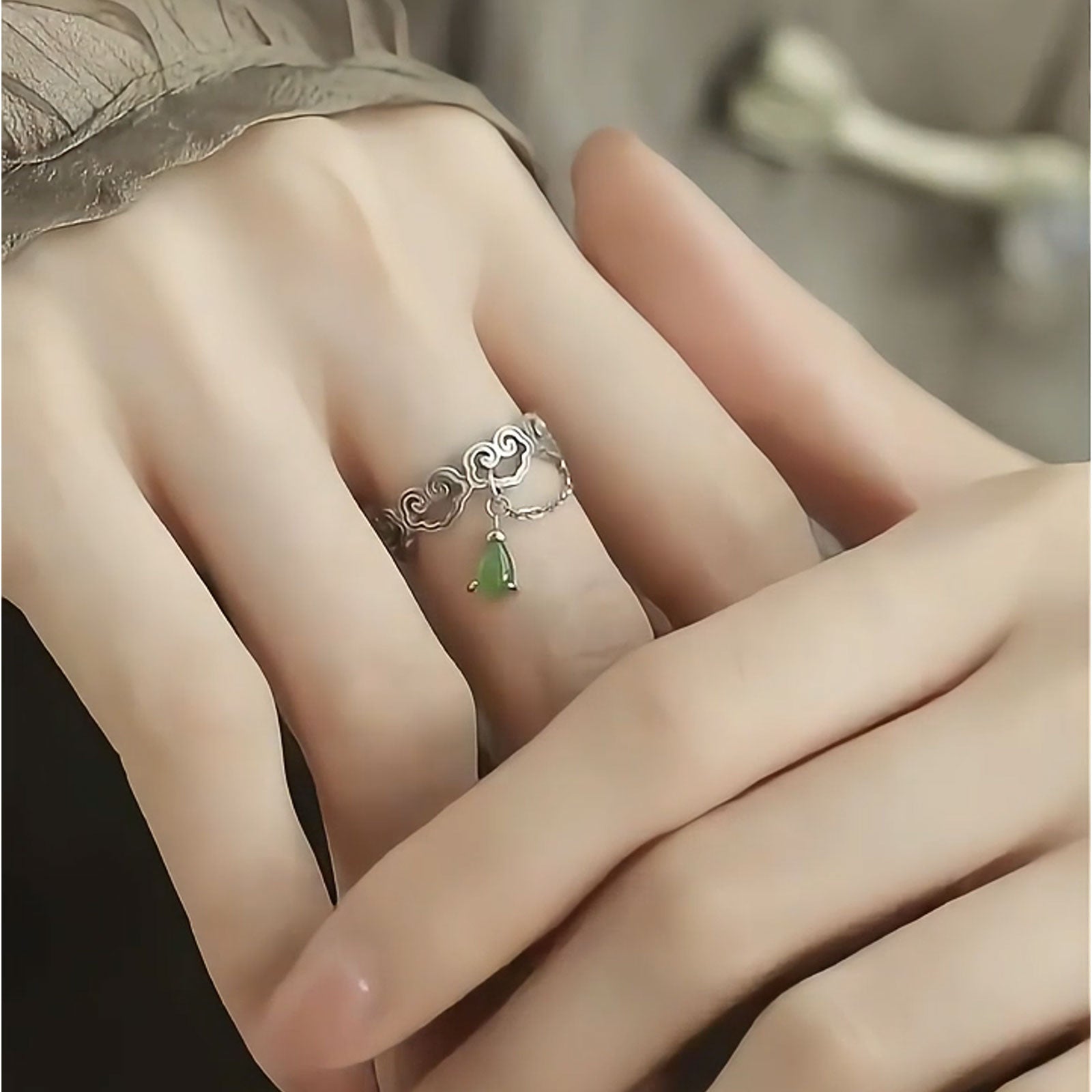 Jasper Green Power Drop Ring