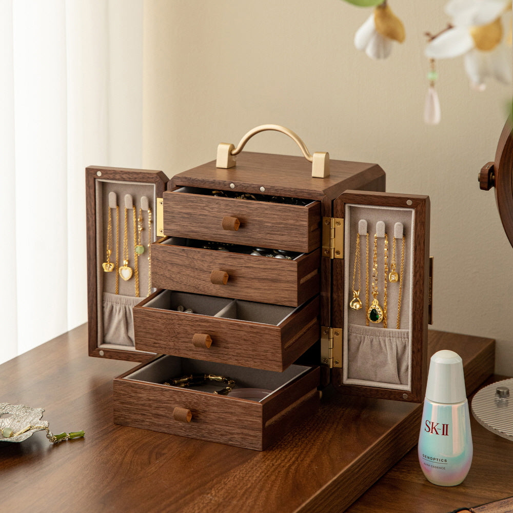 Walnut Ritual Mirror Jewelry Box