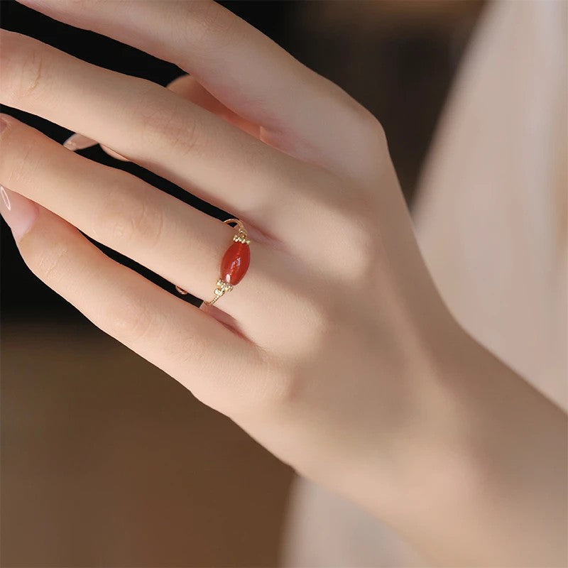 Vitality Red Agate Slim Ring
