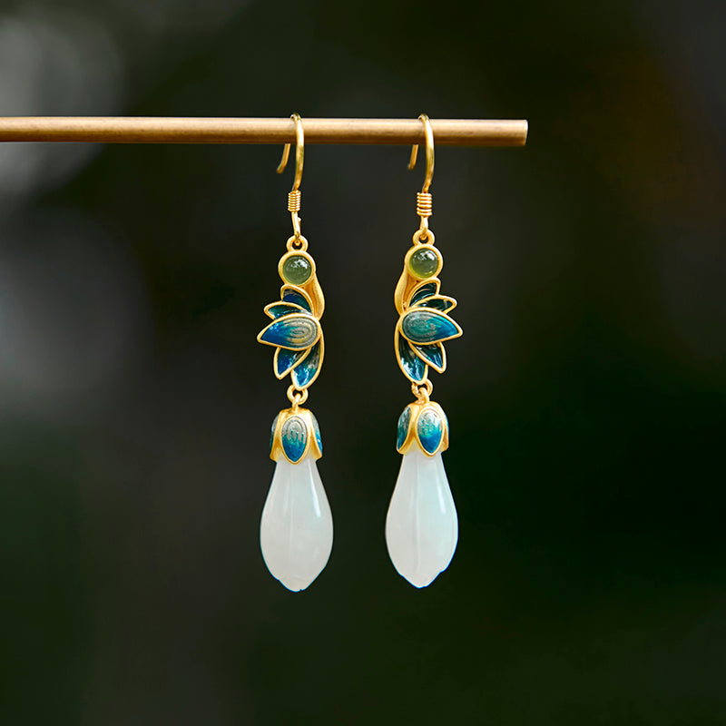 Exclusive Magnolia Enamel Gold Earrings