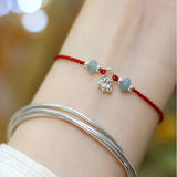 Natural Jade Prosperity Silver Bracelet