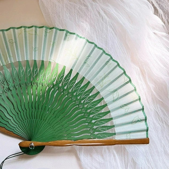 Emerald Bamboo Folding Fan