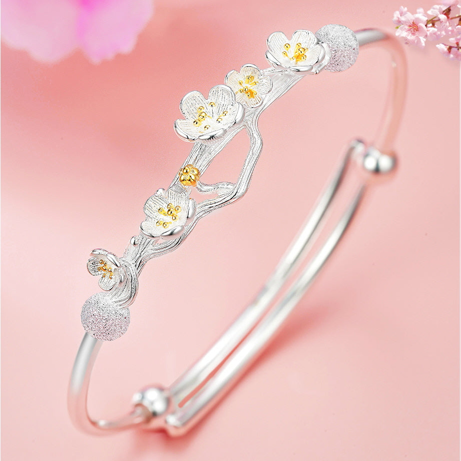 Peach Blossom Silver Bracelet