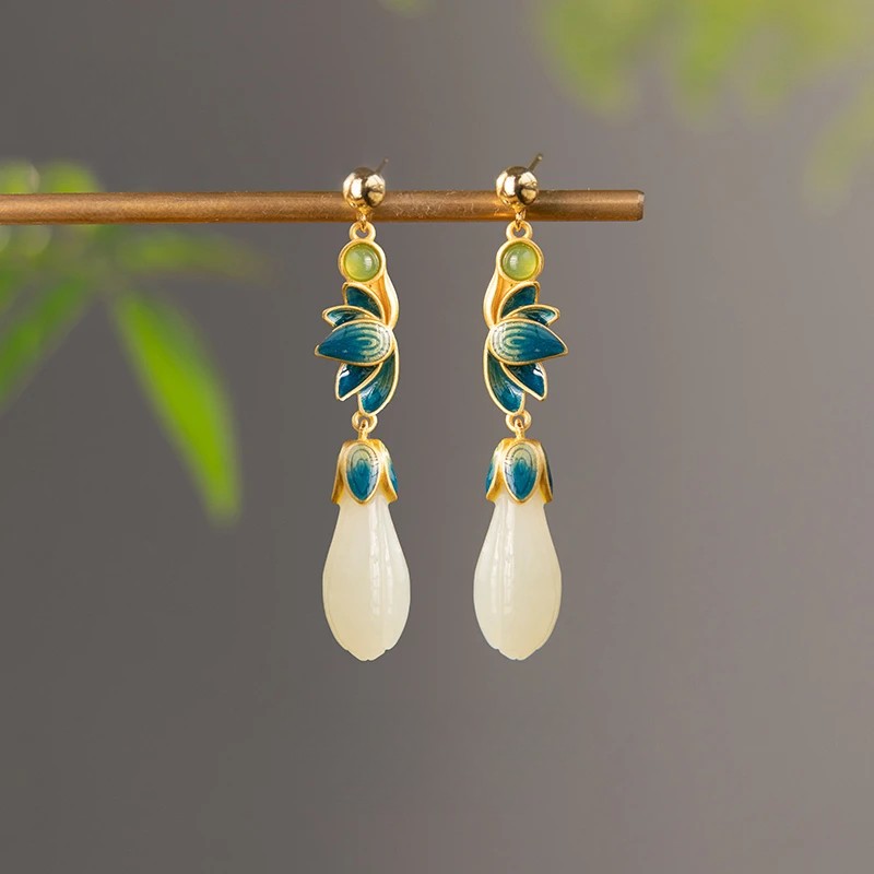 Exclusive Magnolia Enamel Gold Earrings