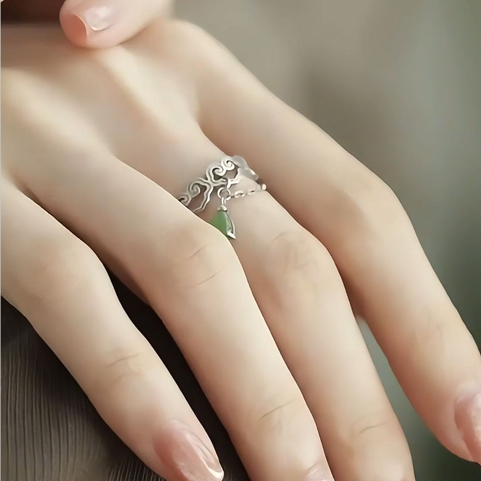 Jasper Green Power Drop Ring