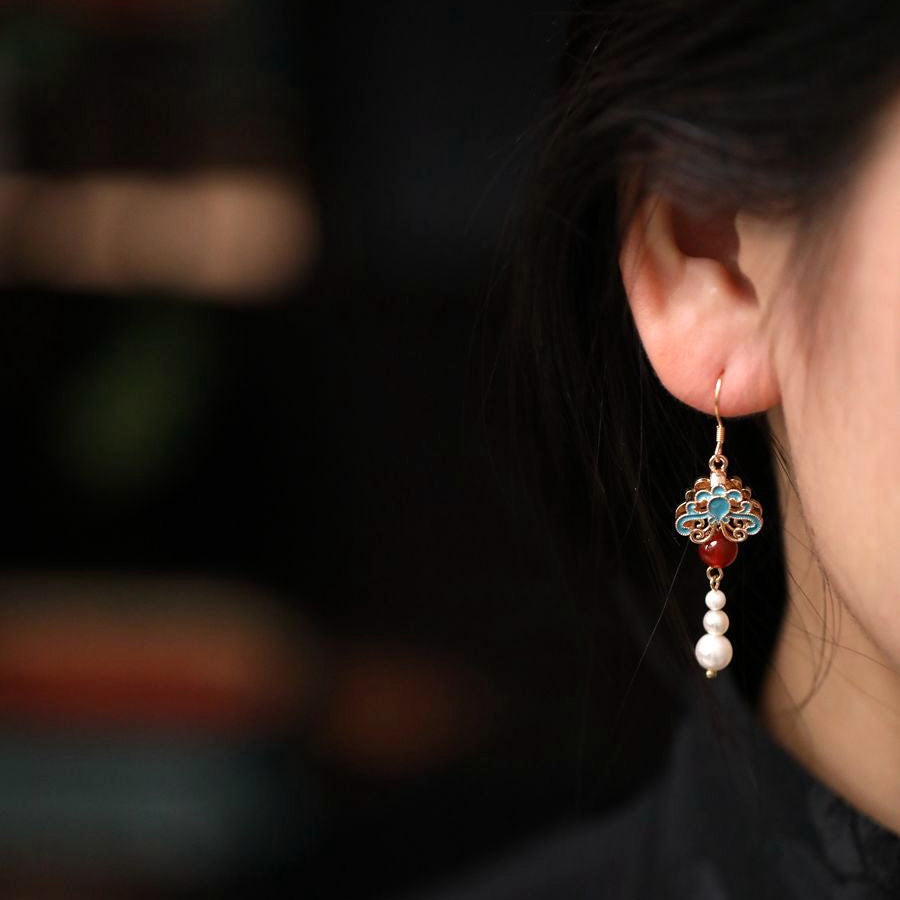 Vintage Cloud & Pearl Drop Earrings