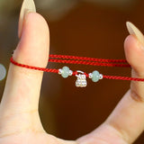 Natural Jade Prosperity Silver Bracelet