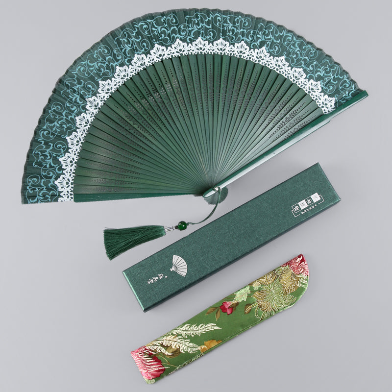 Tranquil Teal Silk Fan