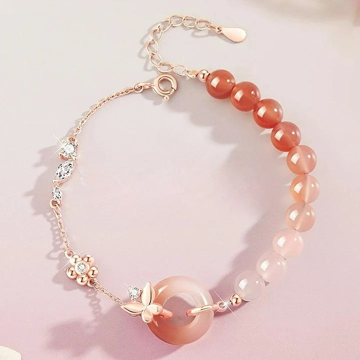 Pink Crystal Balance Agate Bracelet